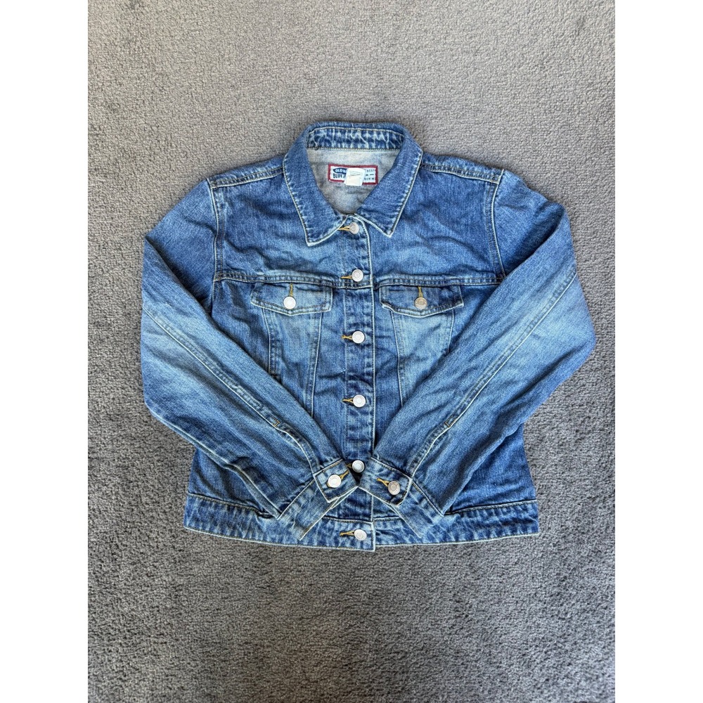 Old Navy Blue Jeans Denim Trucker Jacket Medium Wash Cotton Blue 403725